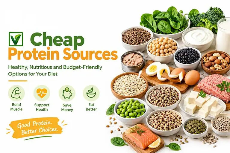 Best cheap protein sources/foods including eggs, lentils, chickpeas, yogurt, tofu, nuts, seeds, and fish