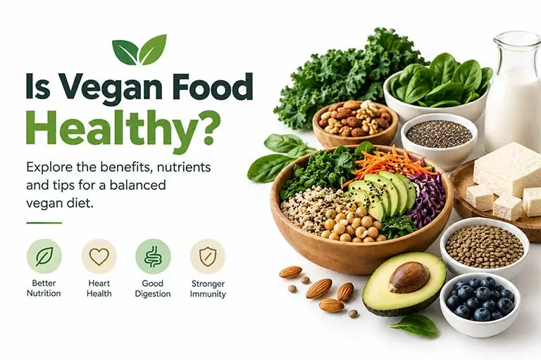Is vegan food healthy? Plant-based foods including vegetables, chickpeas, tofu, nuts, seeds, and avocado.